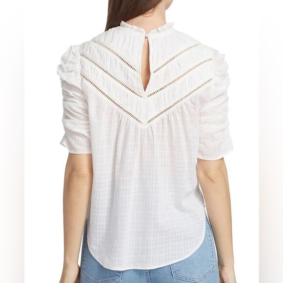 298.00 NWT VERONICA BEARD FRASIER BLOUSE WHITE SIZE 8 - Picture 2 of 5